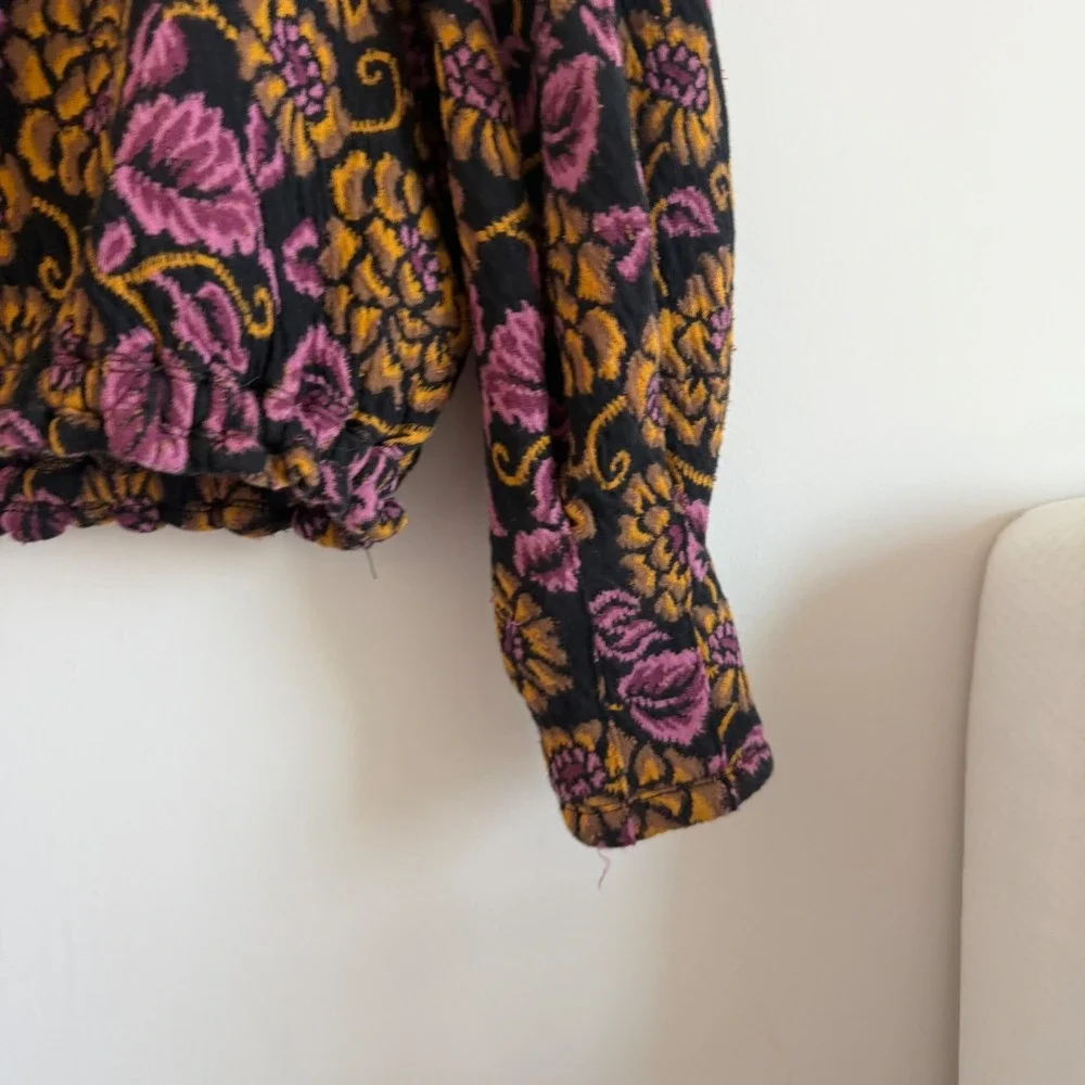Free People No Ordinary Top Tapestry Print Long Sleeve Size XS